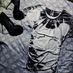 Black and white silk Jovia blouse XS